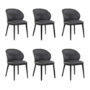 Set of 6 Charcoal Real Leather Dining Chairs with Black Legs - Eren