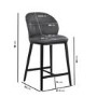 Charcoal Real Leather Kitchen Stool with Black Legs - Eren