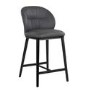 Charcoal Real Leather Kitchen Stool with Black Legs - Eren