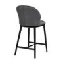 Charcoal Real Leather Kitchen Stool with Black Legs - Eren