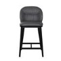 Grey Real Leather Kitchen Stool with Black Legs - Eren