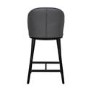 Charcoal Real Leather Kitchen Stool with Black Legs - Eren