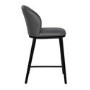 Charcoal Real Leather Kitchen Stool with Black Legs - Eren