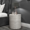 Estelle Bedside Table in Grey &amp; White Cylinder Shape 