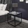 Estelle Black &amp; White Bedside Table with Moroccan Design Finish