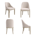 BUN/ETA001/93013 Set of 4 Beige Textured Upholstered Curved Dining Chairs with Wooden Legs- Etta