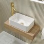 560mm Wood Effect Wall Hung Floating Vanity Shelf and White Basin - Evora