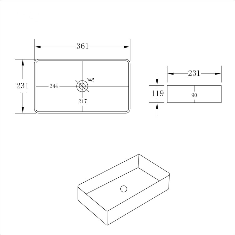 Grade A1 - 560mm Wood Effect Wall Hung Floating Basin Shelf and Black Basin - Evora
