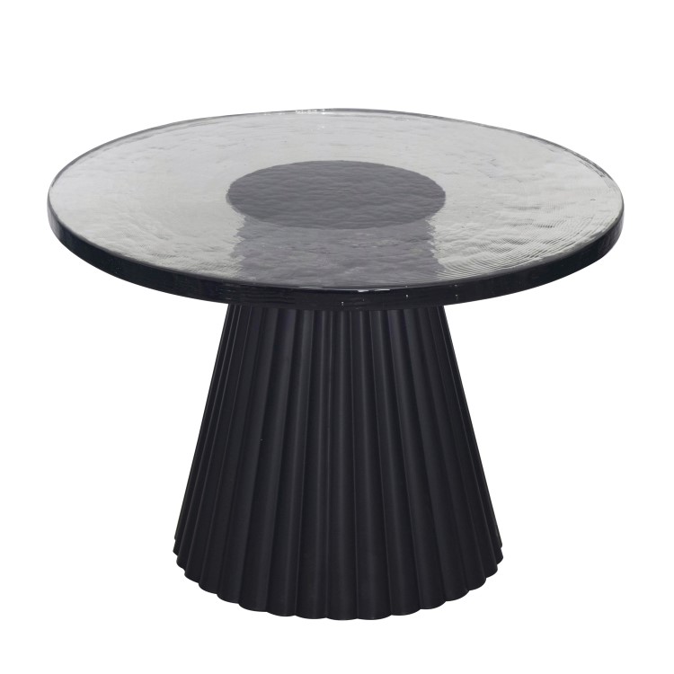 Small Black Round Cast Glass Coffee Table - Evie