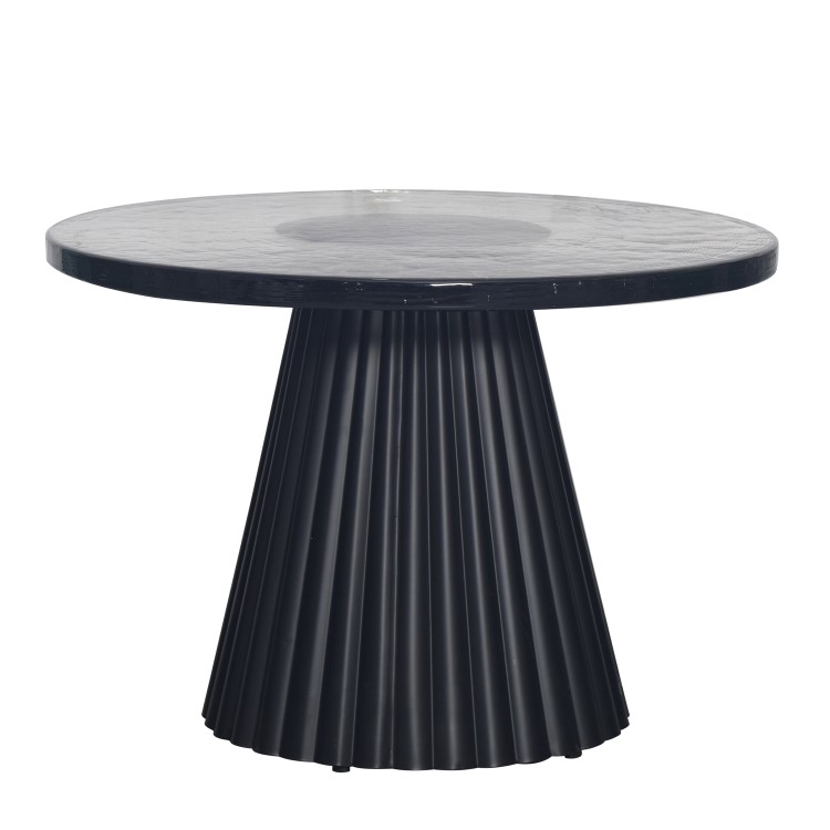 Small Black Round Cast Glass Coffee Table - Evie