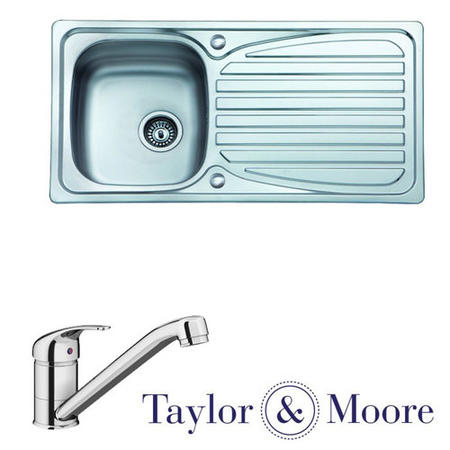 Reversible Stainless Steel Single Bowl Kitchen Sink with Single Lever Kitchen Sink Mixer Tap