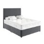 Grey Velvet Double Divan Bed with Plain Headboard - Langston