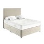 Beige Velvet Double Divan Bed with Plain Headboard - Langston