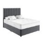 Grey Velvet Double Divan Bed with Vertical Stripe Headboard - Langston