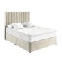Beige Velvet Double Divan Bed with 2 Drawers and Vertical Stripe Headboard - Langston