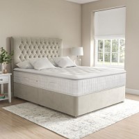 Beige Velvet Single Divan Bed with Chesterfield Headboard - Langston Beige Velvet Single Divan Bed with Chesterfield Headboard - Langston