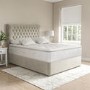 Beige Velvet Small Double Divan Bed with 2 Drawers and Chesterfield Headboard - Langston