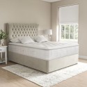 BUN/F123HB54SOF50ECR/86817 Beige Velvet King Size Divan Bed with Chesterfield Headboard - Langston