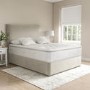 Beige Velvet Small Double Divan Bed with 2 Drawers and Horizontal Stripe Headboard - Langston