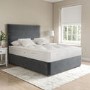 Grey Velvet Double Divan Bed with 2 Drawers and Horizontal Stripe Headboard - Langston