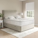 BUN/F123HB54ZAR60ECR/86905 Beige Velvet Super King Divan Ottoman Bed with Horizontal Stripe Headboard - Langston