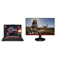 Asus TUF Gaming A15 FHD Windows 11 Gaming Laptop with AOC G2490VXA 23.8" FHD Gaming Monitor