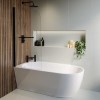 Freestanding Shower Bath Single Ended Left Hand Corner with Black Bath Screen and Towel Rail 1650 x 780mm - Faro