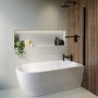 Freestanding Shower Bath Single Ended Right Hand Corner with Black Bath Screen and Towel Rail 1650 x 780mm - Faro