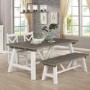 Extendable Wood Dining Table in White & Grey Wash with 2 Chairs & 1 Bench - Fawsley