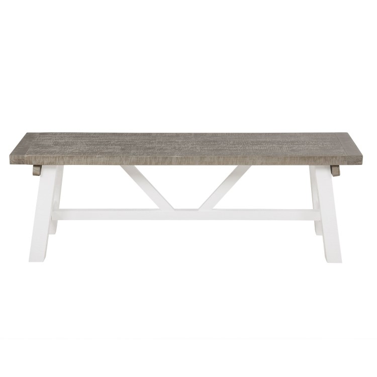 Extendable Wood Dining Table in White & Grey Wash with 2 Chairs & 1 Bench - Fawsley