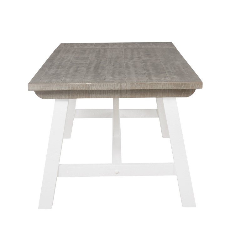 Extendable Wood Dining Table in White & Grey Wash with 2 Chairs & 1 Bench - Fawsley