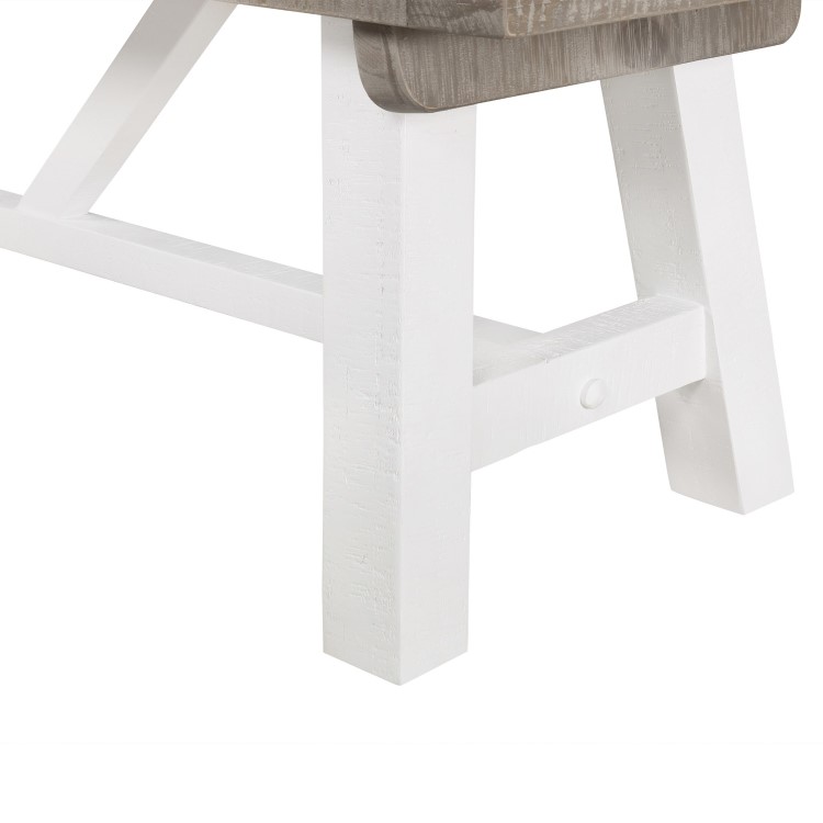 Extendable Wood Dining Table in White & Grey Wash with 2 Chairs & 1 Bench - Fawsley