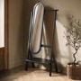 Black Freestanding Full-Length Hall Mirror with Hanging Rail and Shelf - Figo 