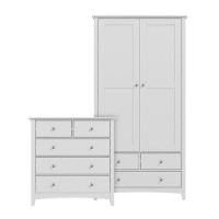 Grey Wardrobe and Chest of Drawers Set - Finch