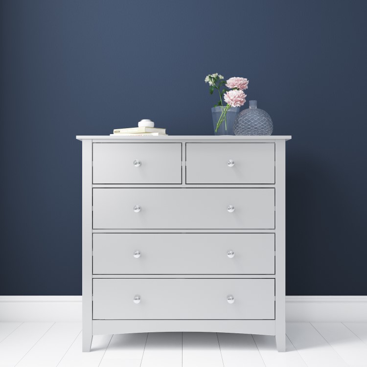 Grey Wardrobe and Chest of Drawers Set - Finch