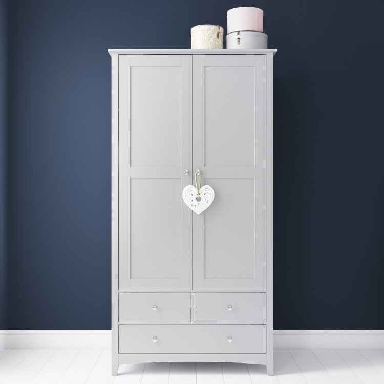 Grey Wardrobe and Chest of Drawers Set - Finch