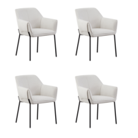Set of 4 Cream Upholstered Modern Dining Chairs with Arms - Fiona Set of 4 Cream Upholstered Modern Dining Chairs with Arms - Fiona