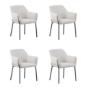 Set of 4 Cream Upholstered Modern Dining Chairs with Arms - Fiona