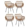 Set of 4 Brown Rattan Effect Dining Armchairs with Black Legs - Fion