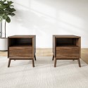 BUN/FNS001/87475 Walnut Pair of Bedside Tables - Frances