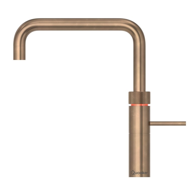 Quooker Fusion Tap Square Patinated Brass + Pro3 3L Boiling Water Tank