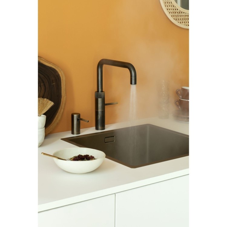 Quooker Fusion Tap Square Patinated Brass + Pro3 3L Boiling Water Tank