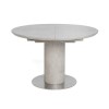 Extendable Concrete Round Dining Table &amp; 4 Grey Faux Leather Chairs