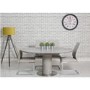 Concrete Effect Extendable Round Dining Table + 4 Cream Faux Leather Chairs