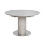 Concrete Effect Extendable Round Dining Table + 4 Cream Faux Leather Chairs
