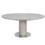 Concrete Effect Extendable Round Dining Table + 4 Cream Faux Leather Chairs