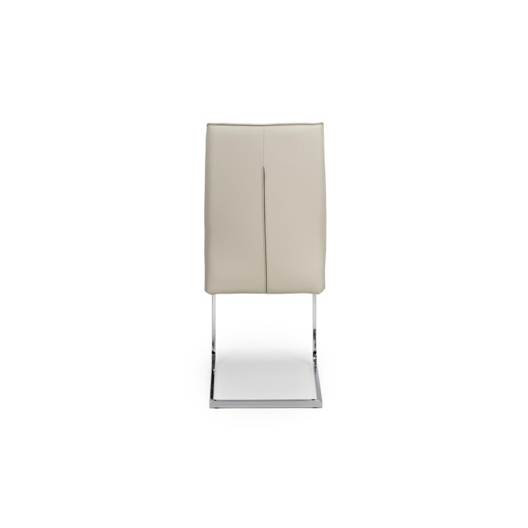 Concrete Effect Extendable Round Dining Table + 4 Cream Faux Leather Chairs