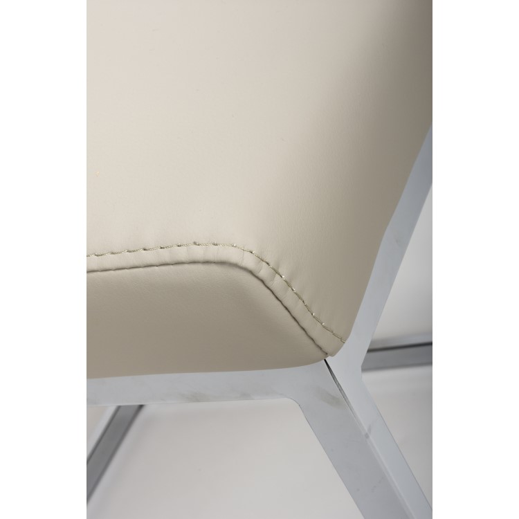 Concrete Effect Extendable Round Dining Table + 4 Cream Faux Leather Chairs