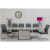 Extendable Dining Table &amp; 6 Grey Faux Leather Chairs