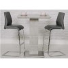 Grey Bar Table with 2 Grey Faux Leather Bar Stools 